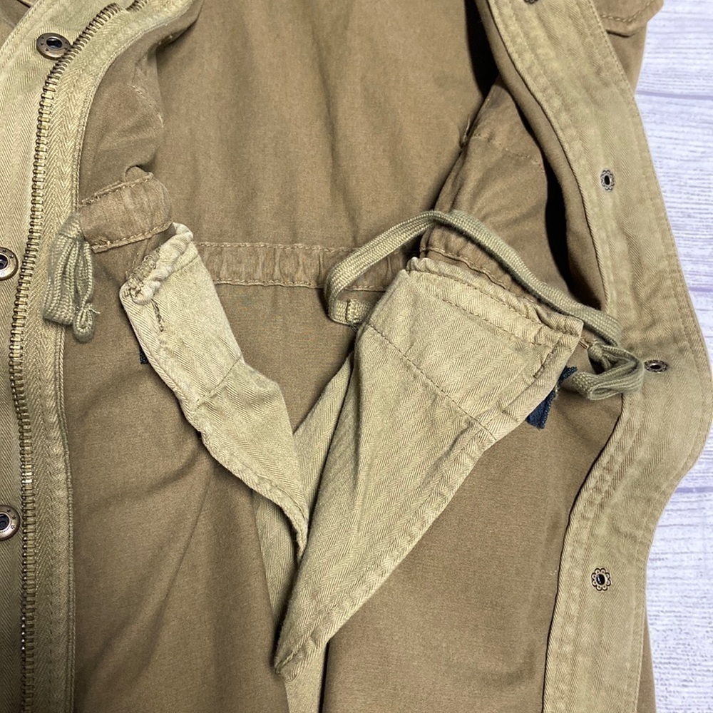 Lucky Brand Utility Jacket Color Army Green Cinch Waist Long Sleeve Coat - Picture 15 of 16